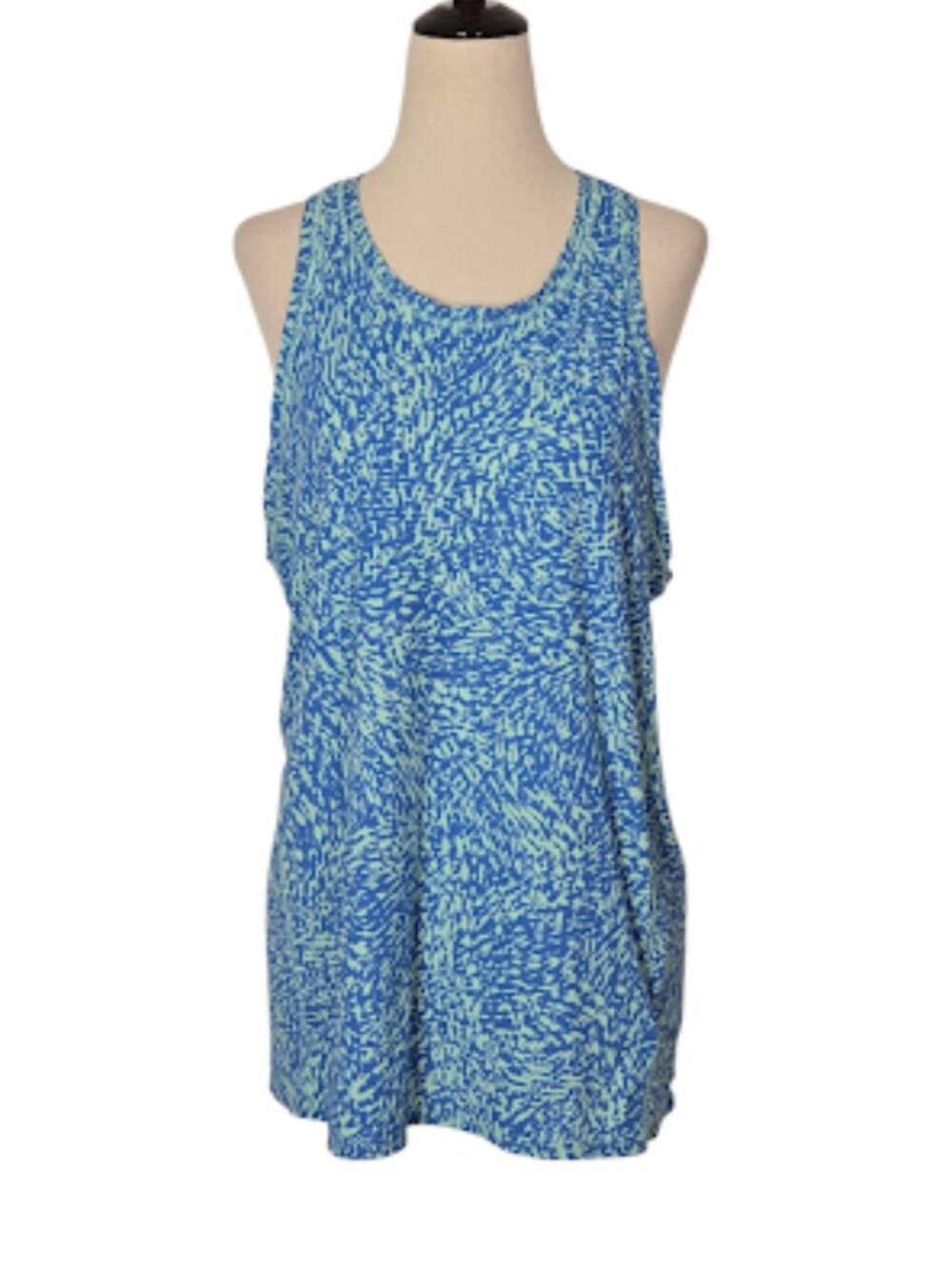 ATHLETA Women’s Size M Blue Green Printed Racerback Athletic Tank Top Training